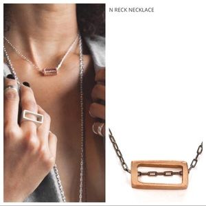 LZZR Horizon Minimalist Necklace Silver + Bronze